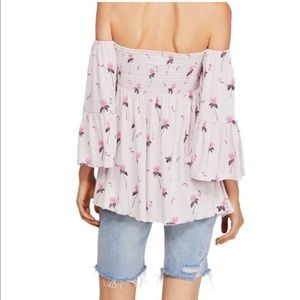Free People Lana Off The Shoulder Berry Flowy Top